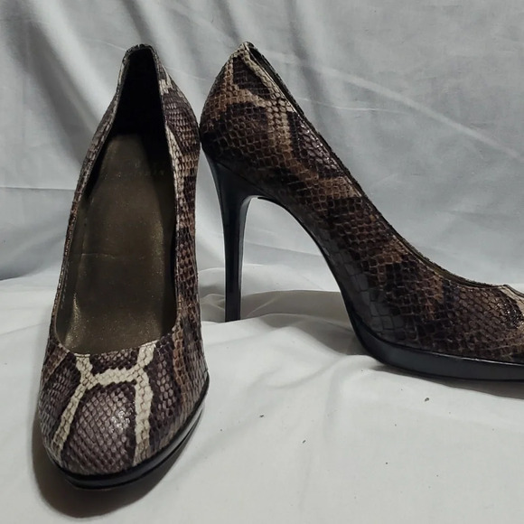 Stuart Weitzman snakeskin high heel pumps black grey tan sharp - Picture 1 of 10